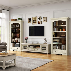 71" Arched Bookcase with Drawers & Adjustable Shelves