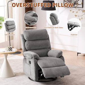 Velvet 360° Swivel Rocker Recliner Chair with Footrest