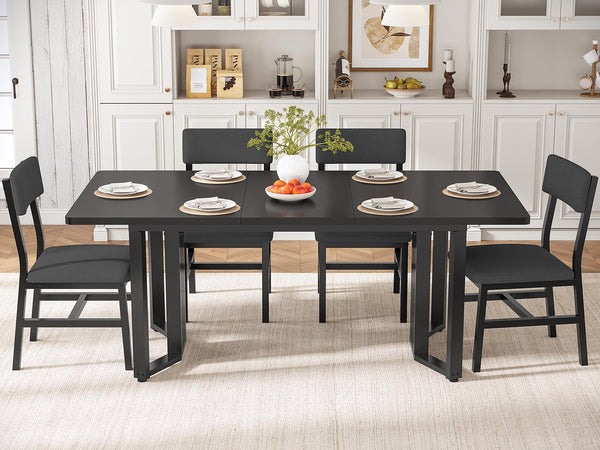 Extendable Dining Table Set with Cushioned Chairs | Seats 4–6