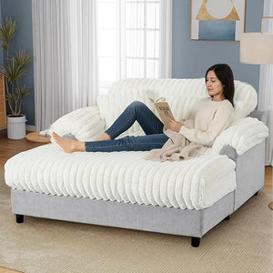 Oversized Chaise Lounge Sofa with Throw Pillows