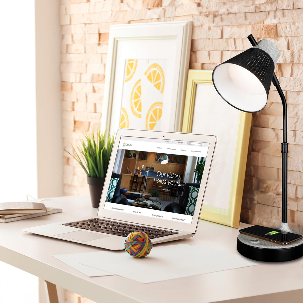Wireless Charging LED Table Lamp with Flexible Neck
