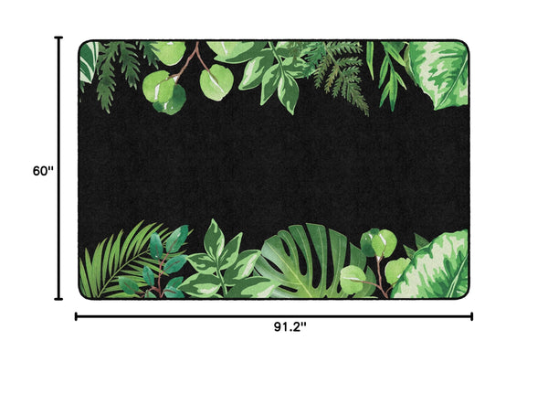 Simply Boho Greenery Classroom Area Rug — Nylon, Low Pile, Black