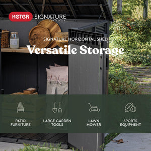 Outdoor Horizontal Storage Shed with Lockable Double Doors, Ventilation & 533-Gallon Capacity