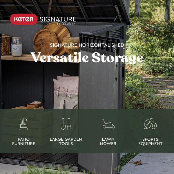 Outdoor Horizontal Storage Shed with Lockable Double Doors, Ventilation & 533-Gallon Capacity