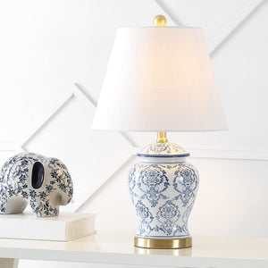 Chinoiserie Ceramic Table Lamp — Blue & White, 24.5"