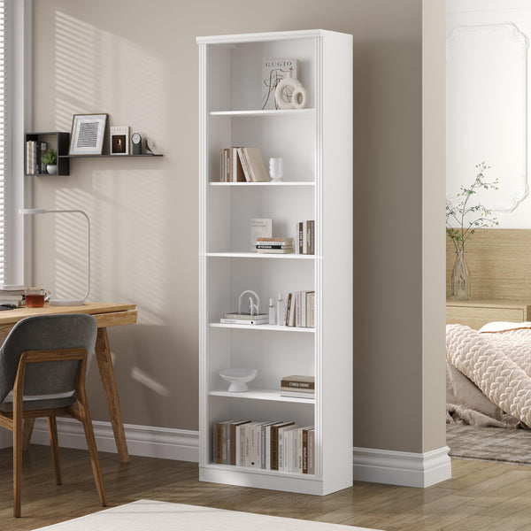 75" Tall 6-Tier Bookcase with 2 Adjustable Shelves