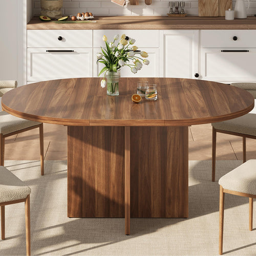 Extendable Round Dining Table 43–59 Inch for 4–8 People