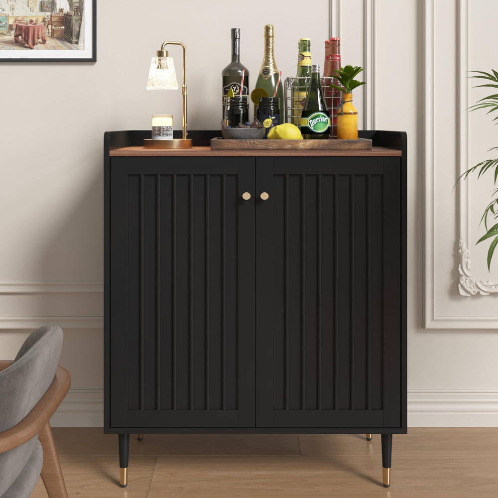 Bar Cabinet with Wine Rack & Adjustable Shelves