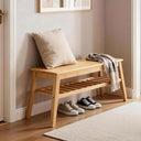 Bamboo Entryway Bench 33.46" – 2-Tier Indoor Bench