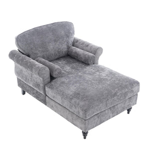 Chenille Recliner Sofa Chair with Curved Armrests & Pocket Springs