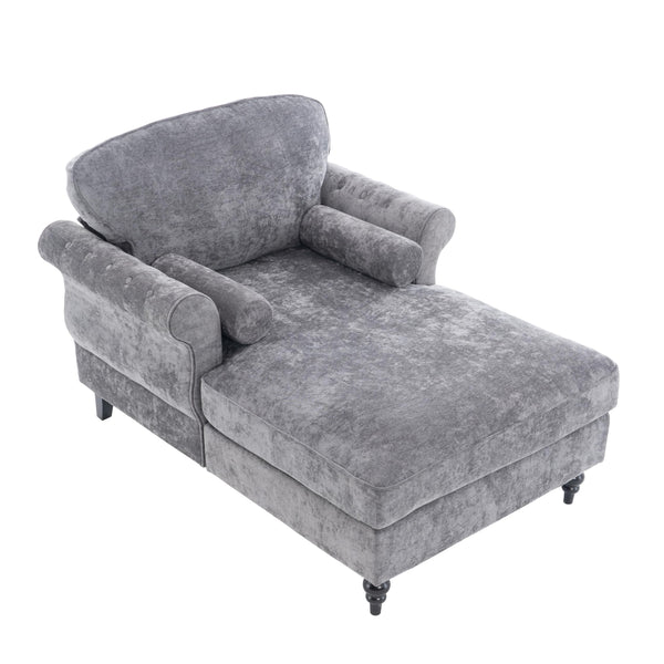 Chenille Recliner Sofa Chair with Curved Armrests & Pocket Springs