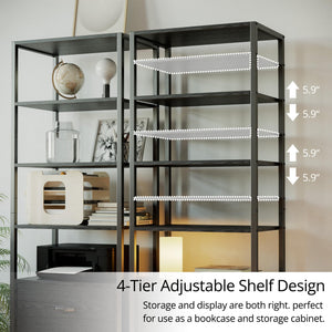 Industrial Bookcase with File Cabinet & 5-Tier Open Shelves, 71.6"H