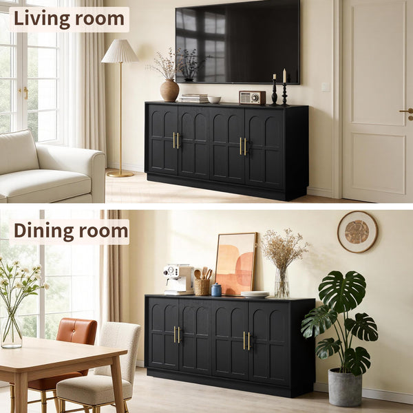 66.5" Wood Sideboard Buffet Cabinet with Arched Doors