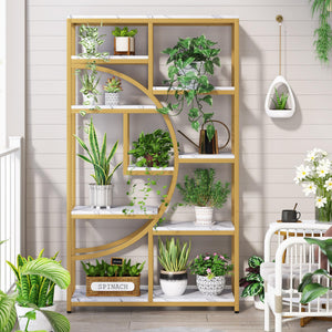 9-Shelf Etagere Bookcase with Metal Frame