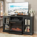 Fireplace TV Stand for 65" TV — 3-Sided Glass with Storage