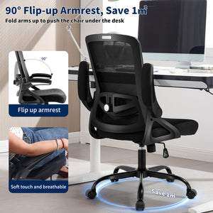 Ergonomic Mesh Office Chair with Adjustable Lumbar Support & Flip-Up Armrests