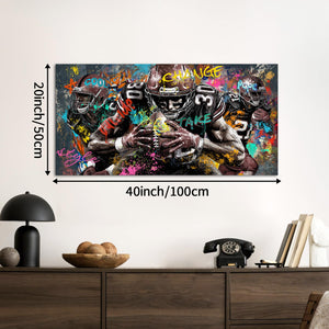 American Football Canvas Wall Art – Sports Graffiti Print 40x20