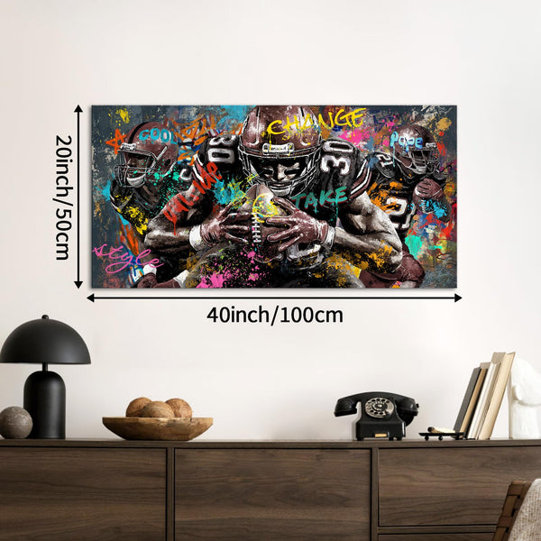 American Football Canvas Wall Art – Sports Graffiti Print 40x20