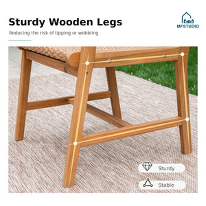 Outdoor Teak Wood Patio Dining Set with Rattan Chairs