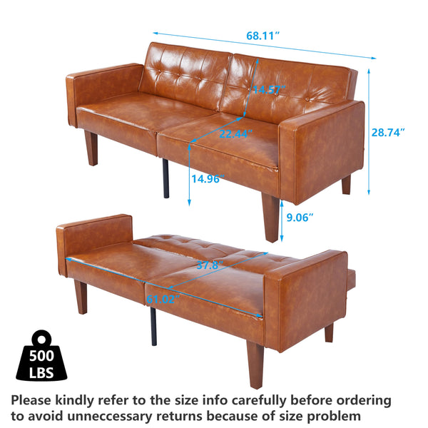 Convertible Futon Sofa Bed with Split Back