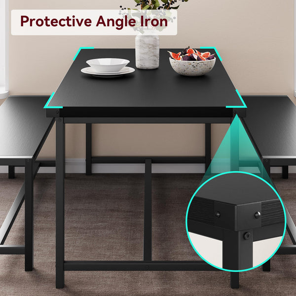 3-Piece Dining Table Set with 2 Benches