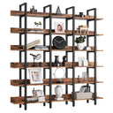6-Tier Wide Open Bookcase with Back Fence