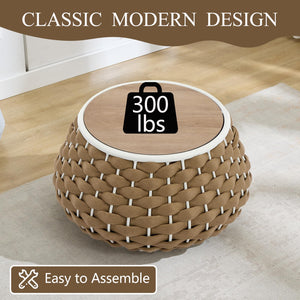 30.5" Round Outdoor Patio Side Table with Removable Lid
