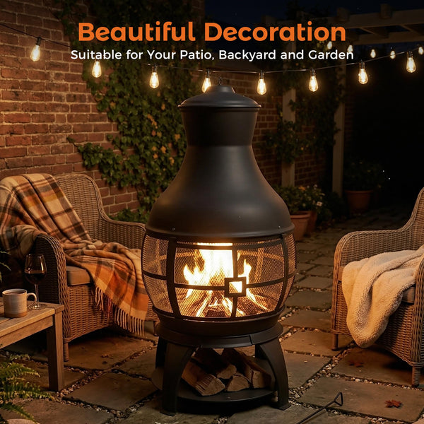 Chiminea Outdoor Fireplace Wood Burning Fire Pit