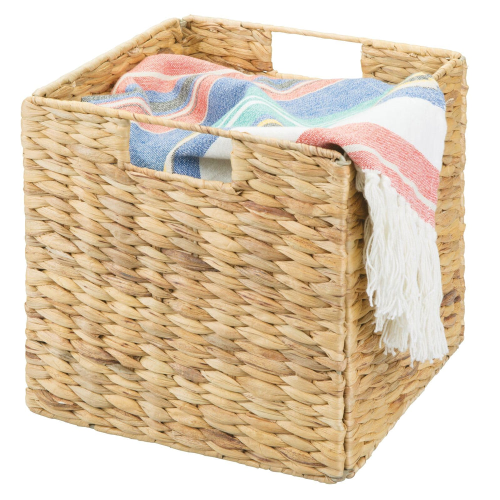 Woven Hyacinth Cube Storage Baskets with Handles – Set of 6