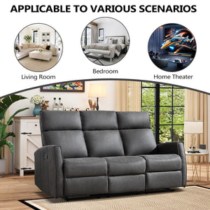 3-Seat Wall-Hugger Reclining Sofa – Grey Fabric