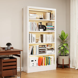 5-Tier Metal Bookcase with Adjustable Shelves
