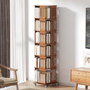 Bamboo Rotating Bookshelf Tower with Wheels