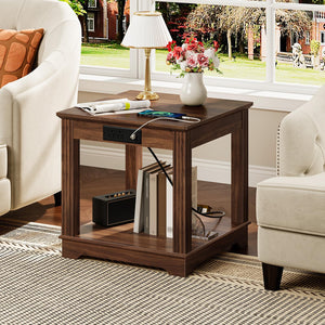 Farmhouse End Table with Charging Station