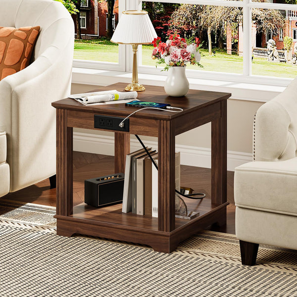 Farmhouse End Table with Charging Station