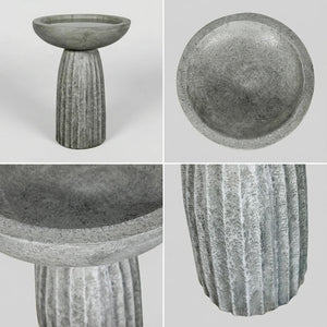Concrete Pedestal Bird Bath with Textured Base