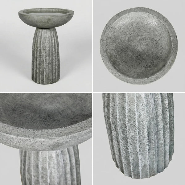 Concrete Pedestal Bird Bath with Textured Base