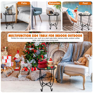 Round Metal Outdoor Side Tables – Set of 2