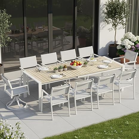 11-Piece Outdoor Patio Dining Set – Extendable Aluminum Table & Chairs