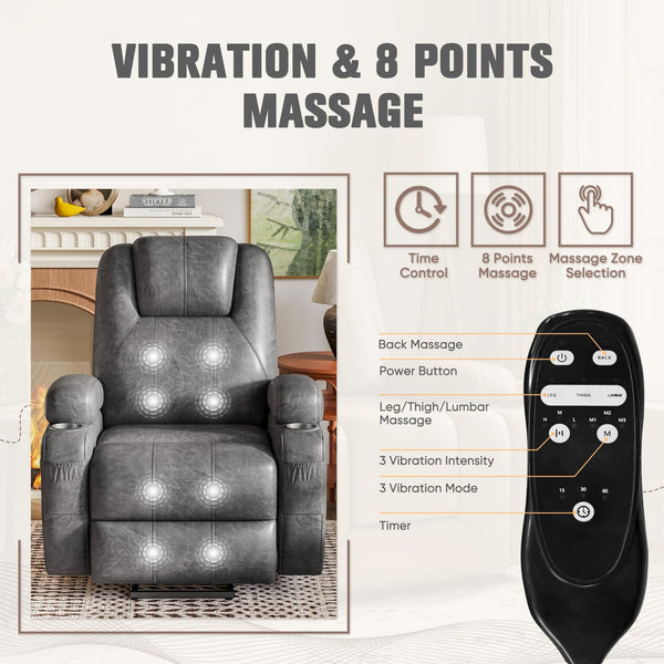 Power Lift Recliner Chair with Massage & Storage