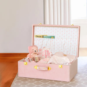 Velvet Storage Trunks Set of 2 with Wood Frame & Gold Hardware