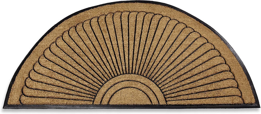 Sunburst Half Round Coco Coir Doormat – Non-Slip Rubber Backing, Multiple Sizes