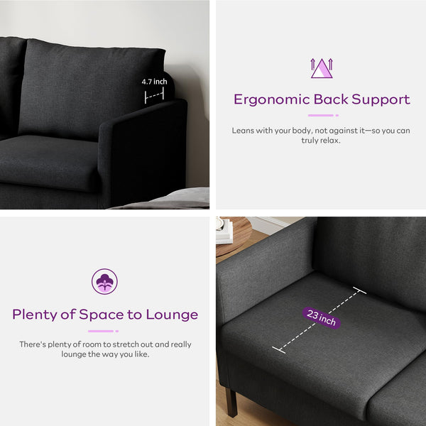 Small Linen Loveseat Sofa with Iron Legs