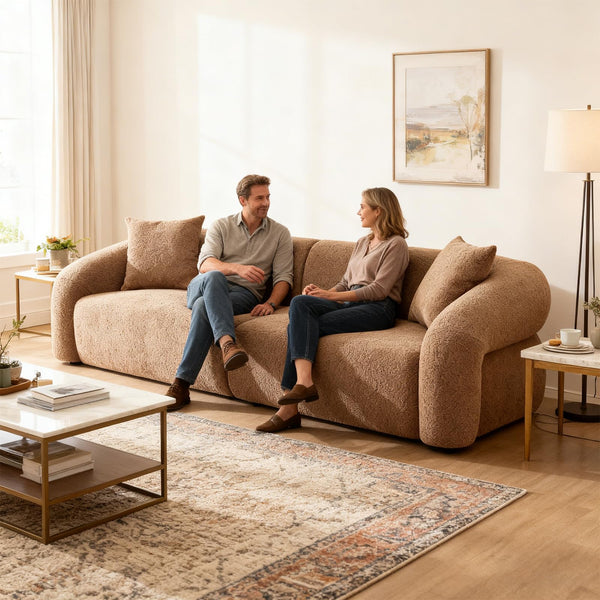 Modern Sectional Sofa 3-Seater with Curved Armrests