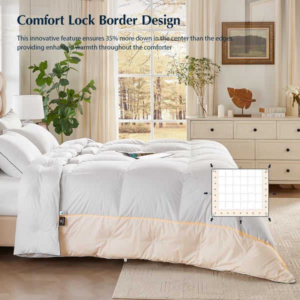 White Goose Down Comforter – All Season Baffle Box Duvet Insert