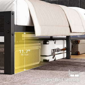 LED Platform Bed Frame with Storage Headboard & Charging Station