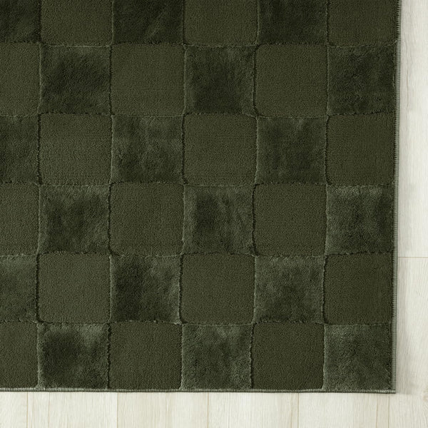 Green Checkered Area Rug 6x9