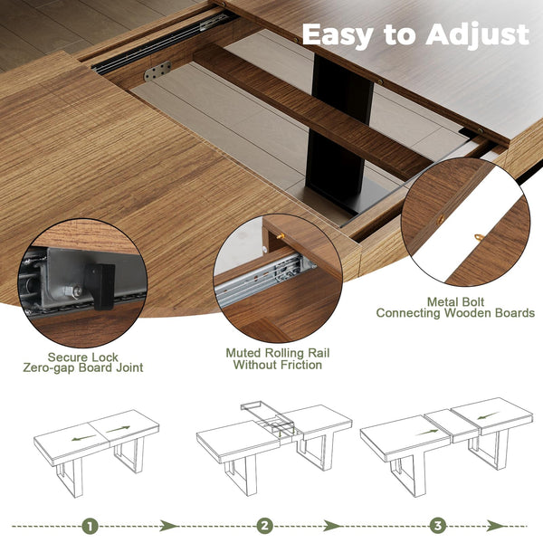 Extendable Farmhouse Dining Table for 8-10 | 70.9" to 86.6"