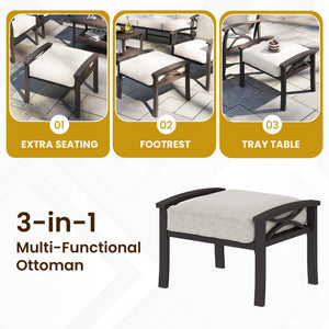 Outdoor Ottoman Set of 2 with Removable Cushions
