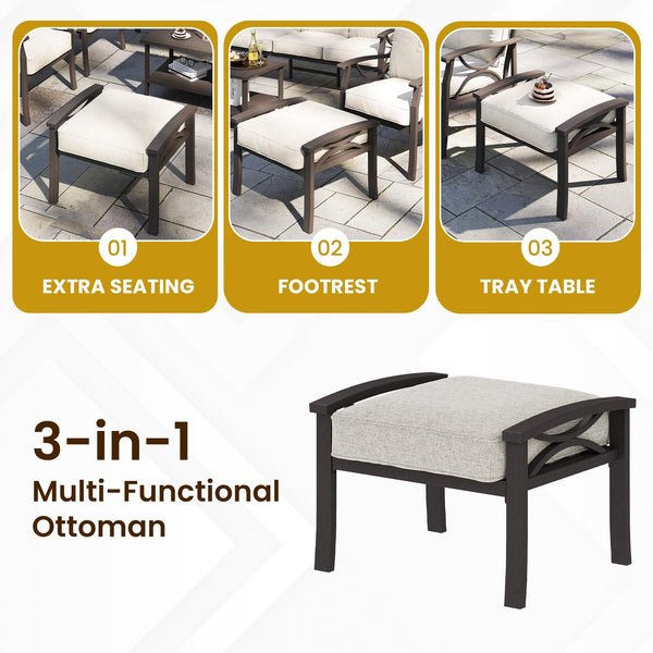 Outdoor Ottoman Set of 2 with Removable Cushions
