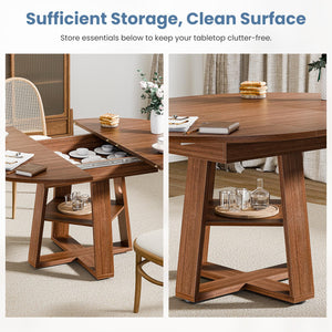 Extendable Round Dining Table for 4-8